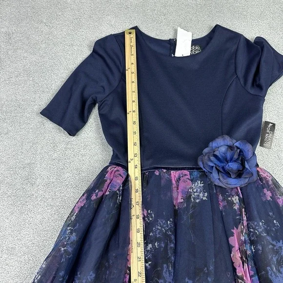 Pink & Violet Dress Girls Size 16 Blue Floral Ballerina Party Wedding NEW - Picture 7 of 10